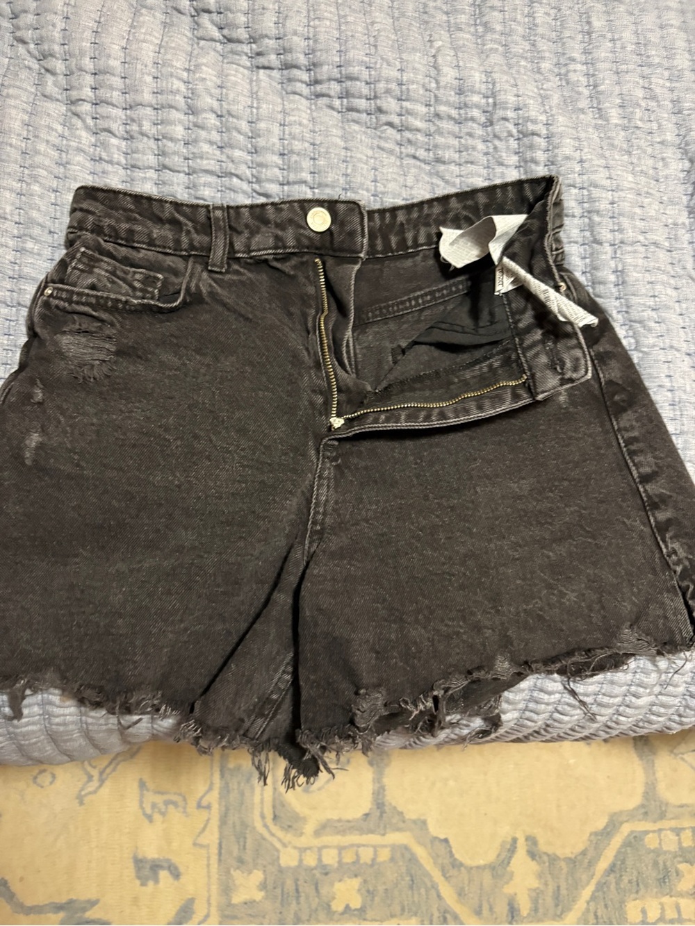 Zara Washed Black Denim Cutoff Shorts